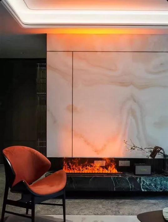 Cheminée à vapeur d’eau dans un intérieur, exemple d’installation 6