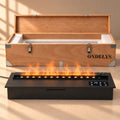 Caisse d'expédition Ondelys ouverte et cheminée à vapeur d'eau Mirage allumée